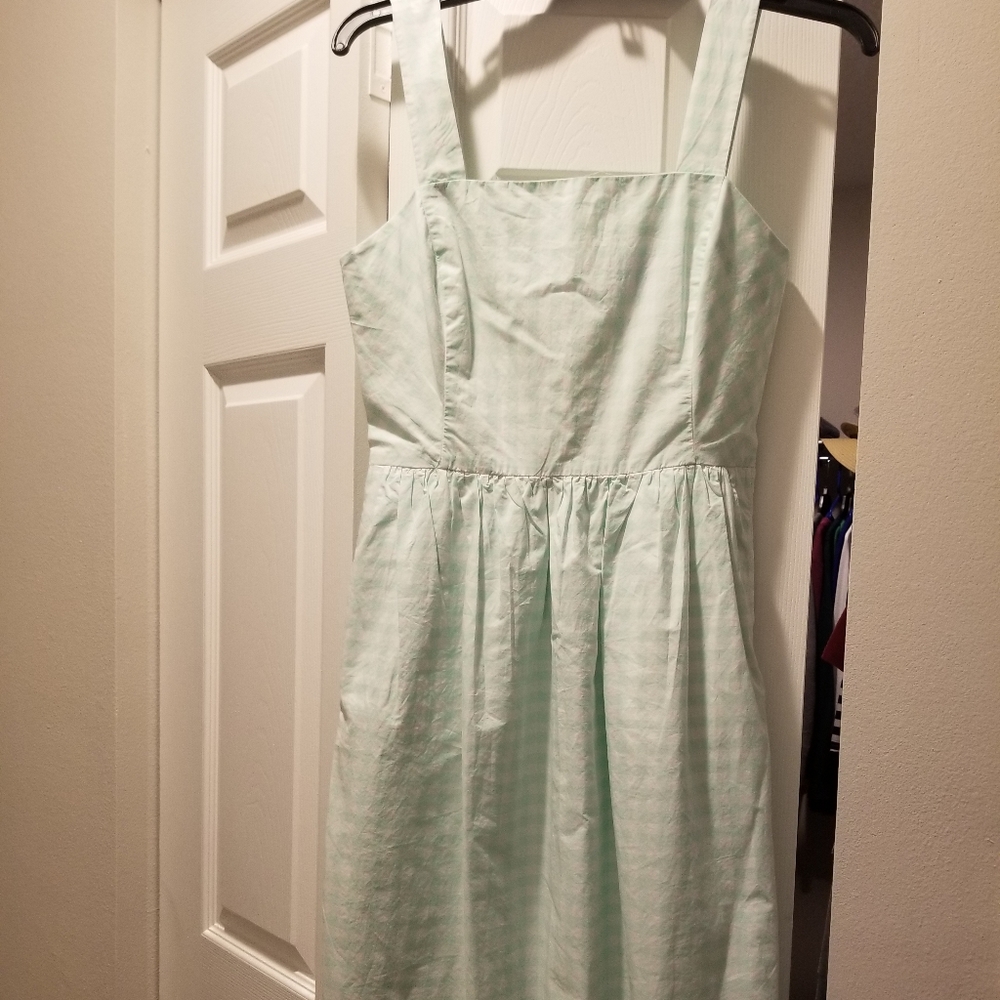 Mint and white gingham midi dress
